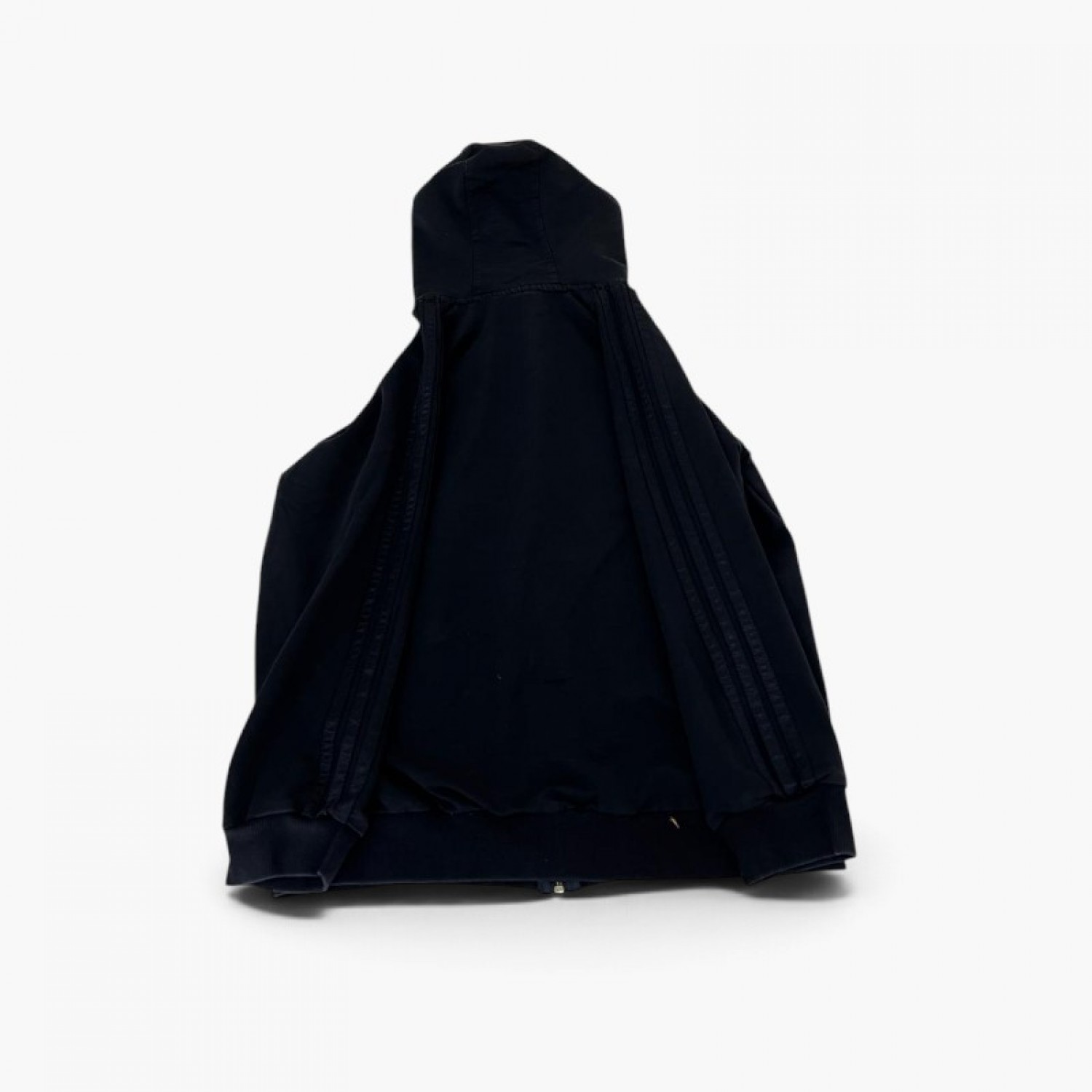 Adidas Μαύρη Φούτερ Ζακέτα Hoodie με Τονικές Ρίγες – Μέγεθος XXL / Pre-Owned