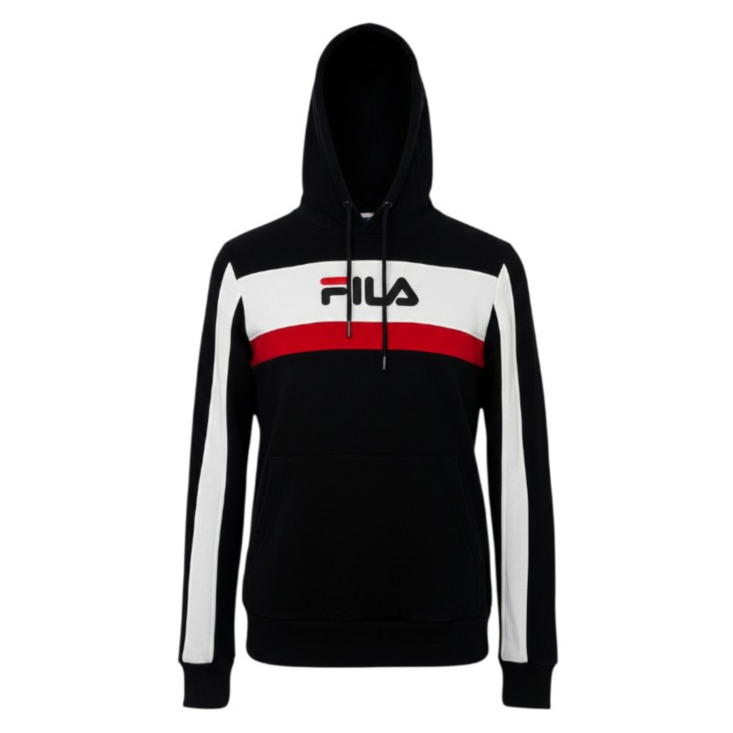 FILA Μαύρο Colorblock Φούτερ Hoodie με Μεγάλο Λογότυπο – Μέγεθος M / Pre-Owned
