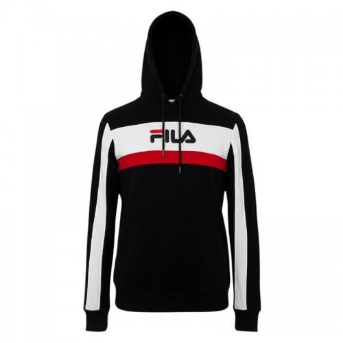 FILA Μαύρο Colorblock Φούτερ Hoodie με Μεγάλο Λογότυπο – Μέγεθος M / Pre-Owned