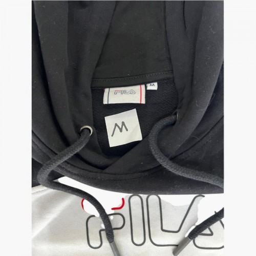 FILA Μαύρο Colorblock Φούτερ Hoodie με Μεγάλο Λογότυπο – Μέγεθος M / Pre-Owned