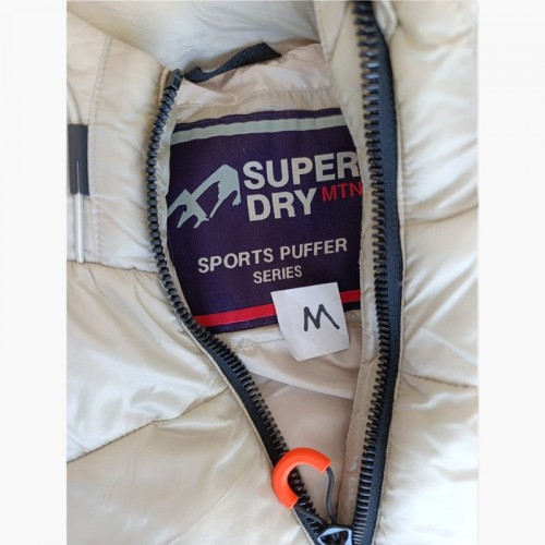 Superdry Sports Puffer Εκρού Καπιτονέ Μπουφάν – Μέγεθος M / Pre-Owned