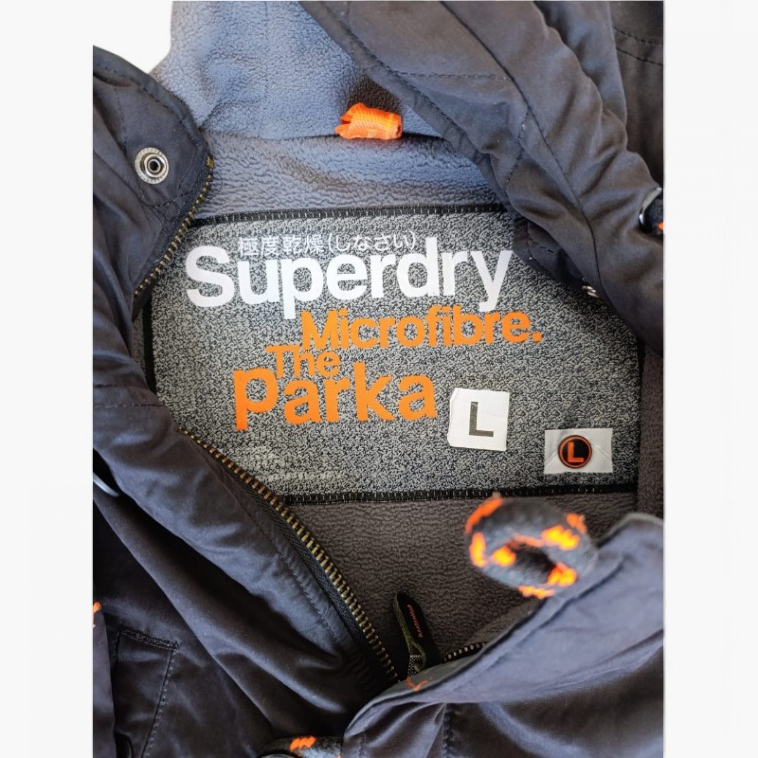 Superdry The Parka Σκούρο Γκρι Μακρύ Jacket με Κουκούλα – Μέγεθος L / Pre-Owned