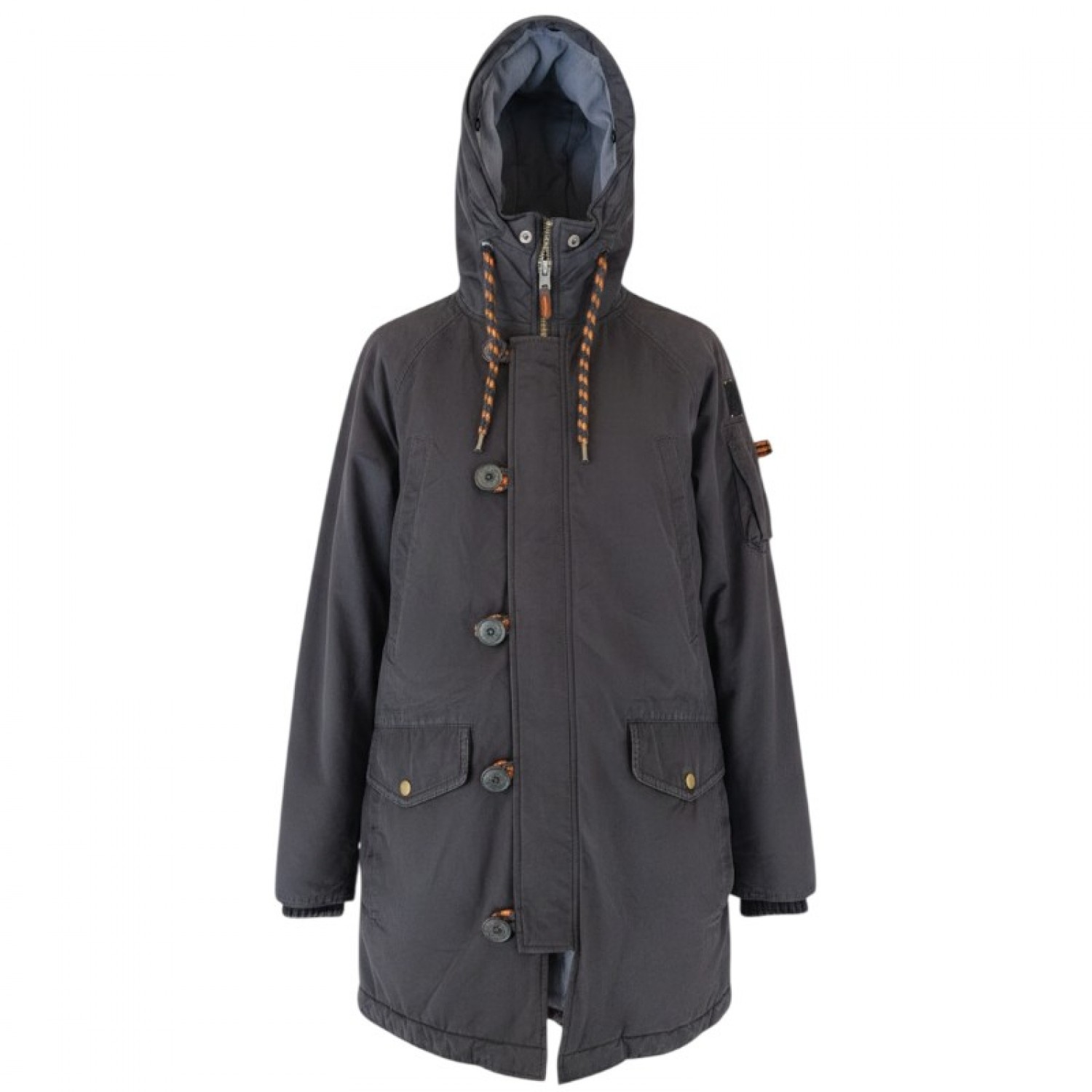 Superdry The Parka Σκούρο Γκρι Μακρύ Jacket με Κουκούλα – Μέγεθος L / Pre-Owned