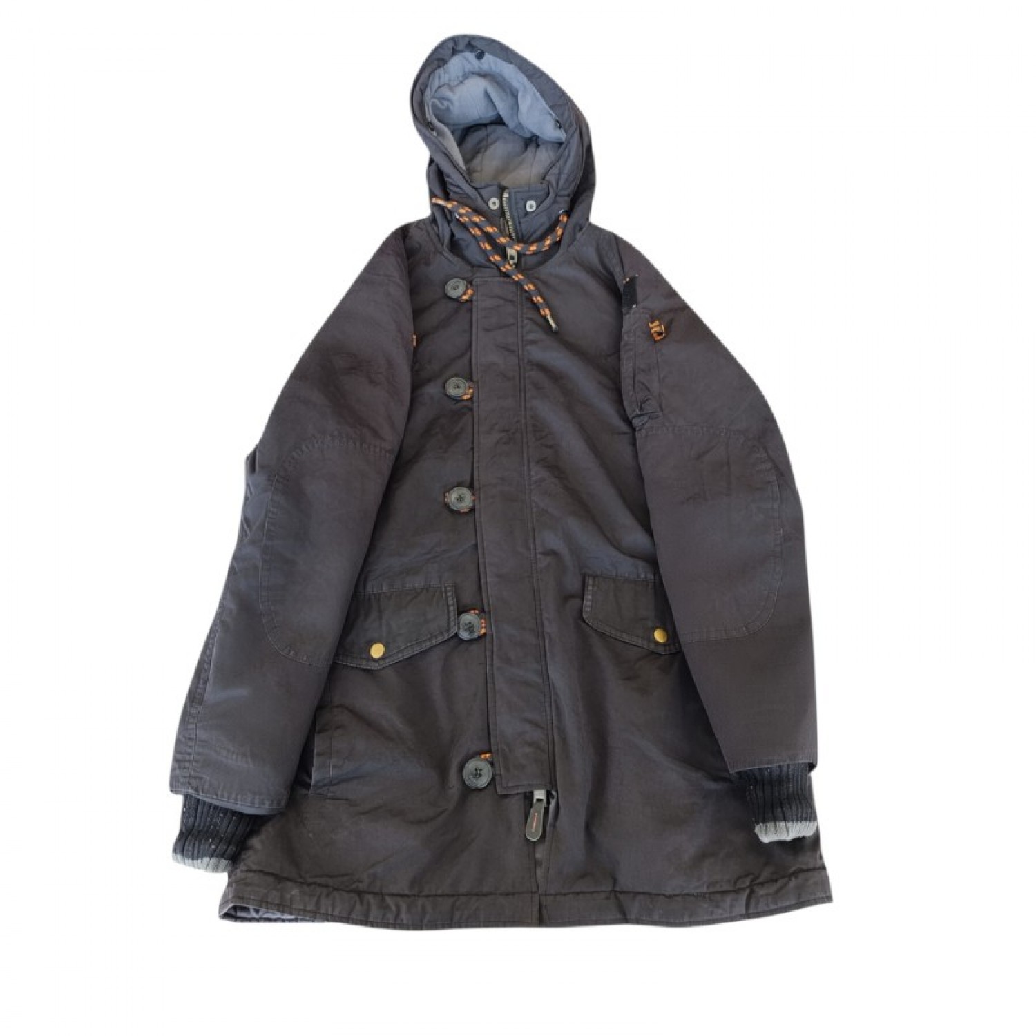 Superdry The Parka Σκούρο Γκρι Μακρύ Jacket με Κουκούλα – Μέγεθος L / Pre-Owned