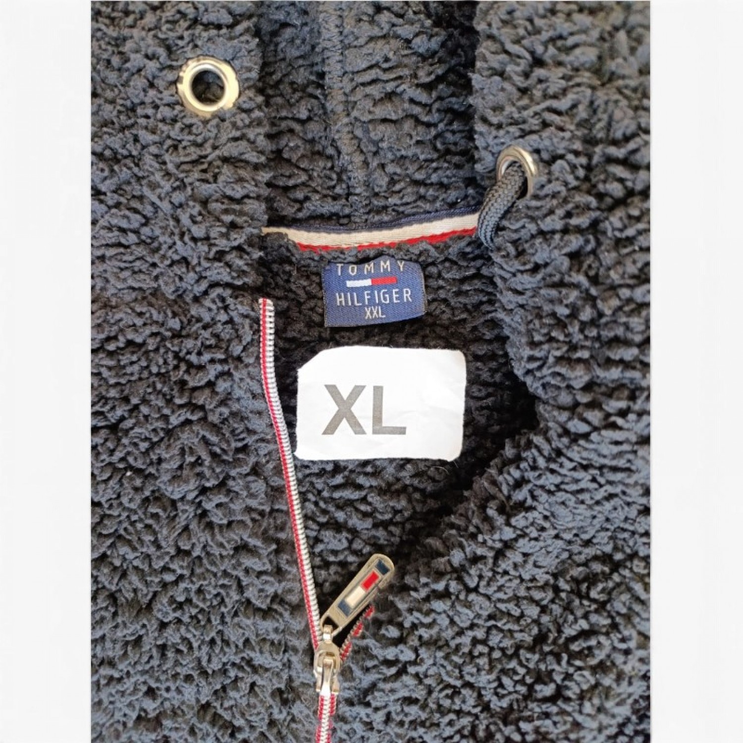Tommy Hilfiger Ανθρακί Sherpa Fleece Ζακέτα Hoodie – Μέγεθος XL / Pre-Owned