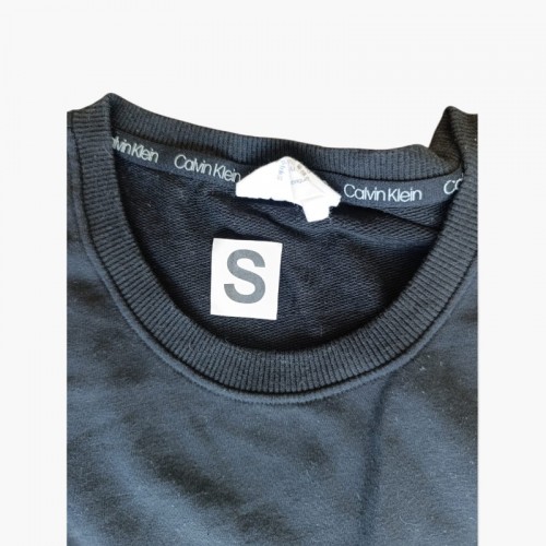 Calvin Klein Μαύρο Φούτερ Crewneck με Μεγάλο Λογότυπο – Μέγεθος S / Pre-Owned