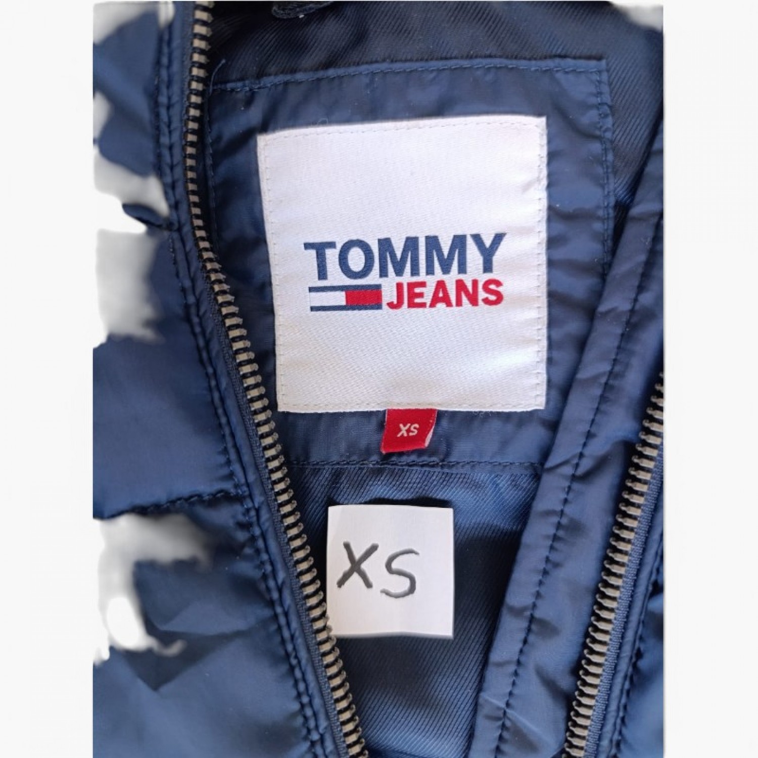 Tommy Jeans Σκούρο Μπλε Μακρύ Puffer Μπουφάν με Συνθετική Γούνα – Μέγεθος XS / Pre-Owned