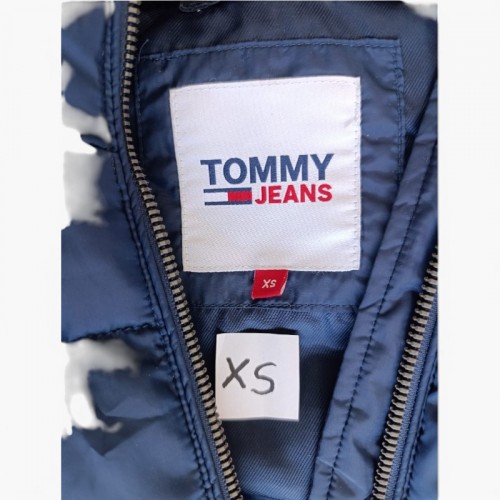 Tommy Jeans Σκούρο Μπλε Μακρύ Puffer Μπουφάν με Συνθετική Γούνα – Μέγεθος XS / Pre-Owned