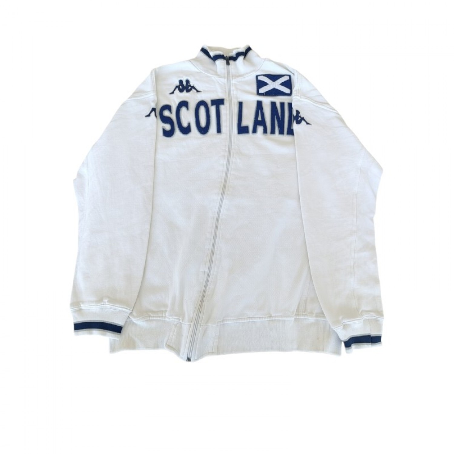 Kappa Scotland Λευκή Φούτερ Ζακέτα Track – Μέγεθος XXL / Pre-Owned