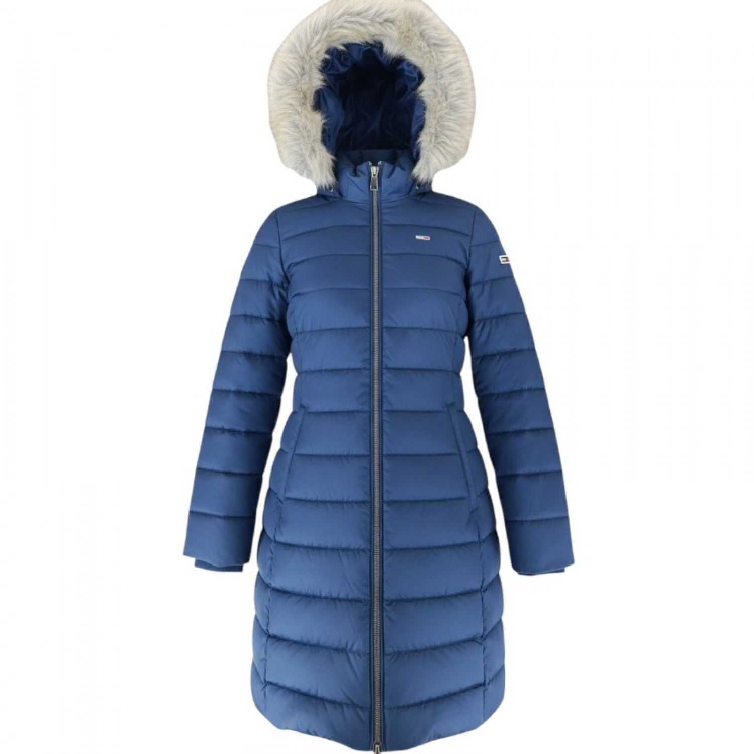 Tommy Jeans Σκούρο Μπλε Μακρύ Puffer Μπουφάν με Συνθετική Γούνα – Μέγεθος XS / Pre-Owned