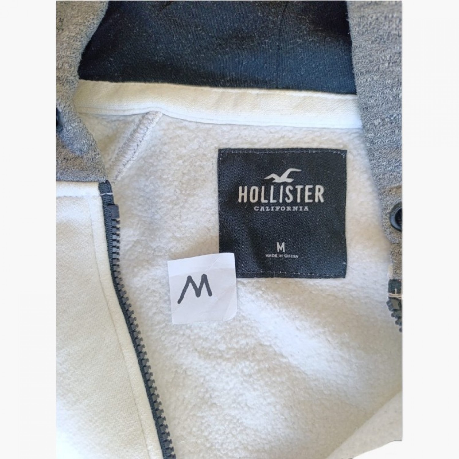 Hollister Λευκή Colorblock Φούτερ Ζακέτα Hoodie – Μέγεθος M / Pre-Owned