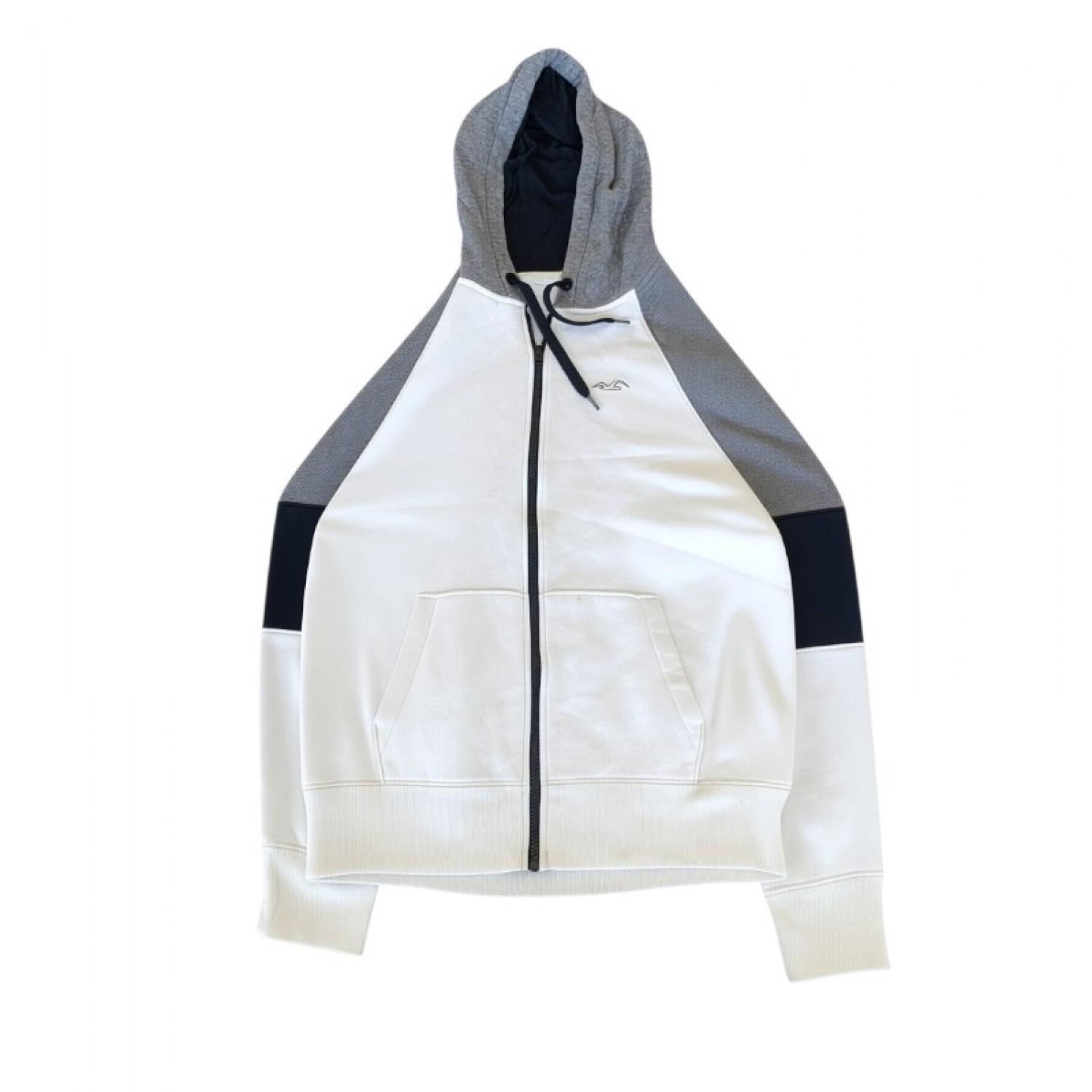 Hollister Λευκή Colorblock Φούτερ Ζακέτα Hoodie – Μέγεθος M / Pre-Owned