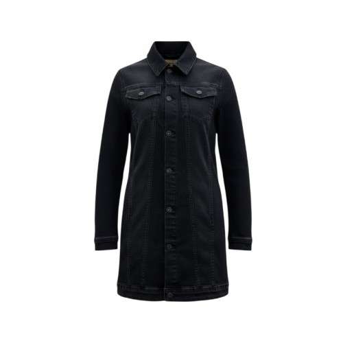 Black Denim Long Trucker Jacket — Size S / Pre-Owned
