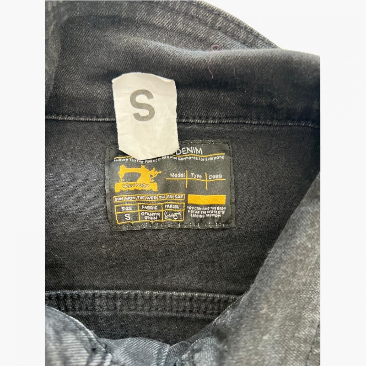 Black Denim Long Trucker Jacket — Size S / Pre-Owned