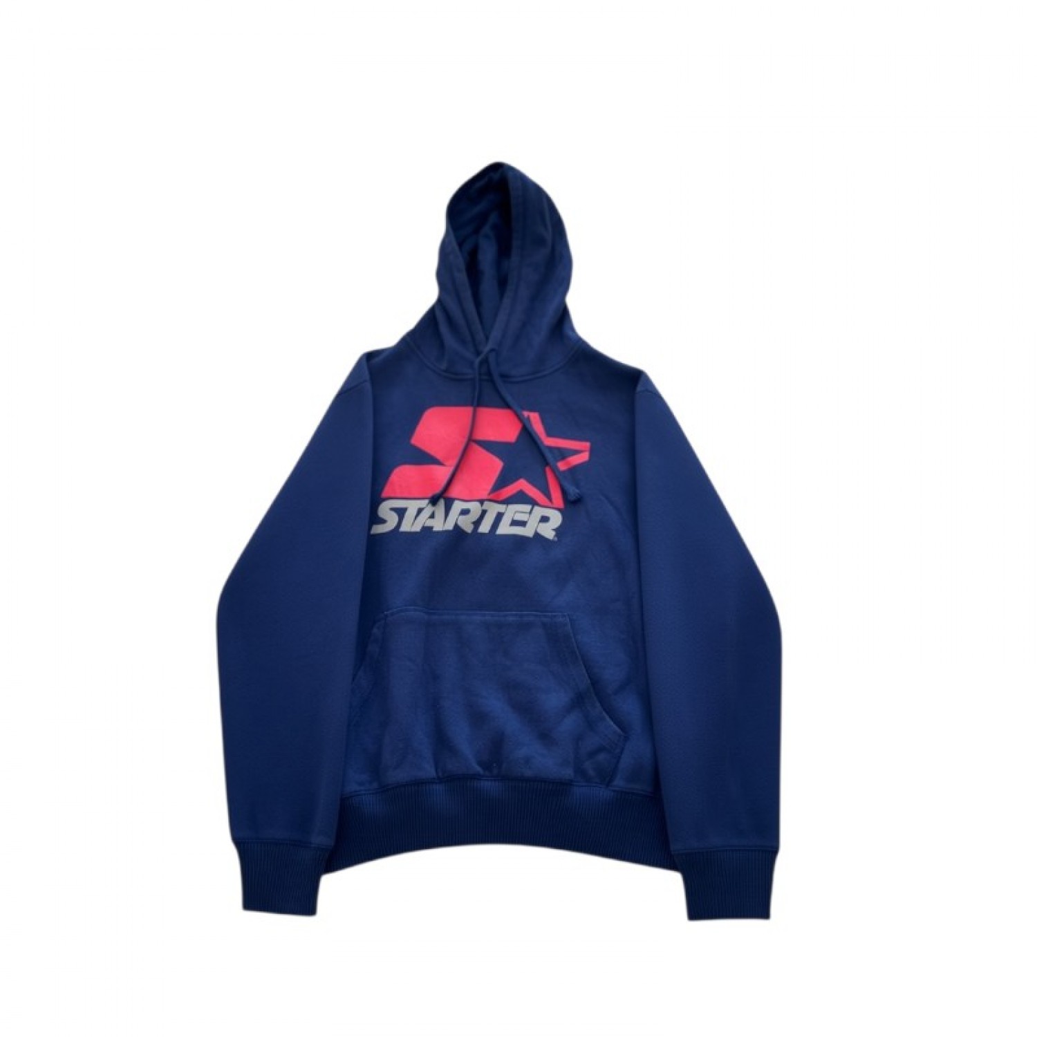 Starter Navy Blue Logo Pullover Hoodie — Size L / Pre-Owned