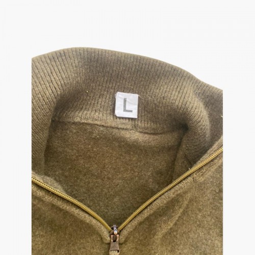 Olive Green Quarter-Zip Fleece Pullover — Size L / Pre-Owned