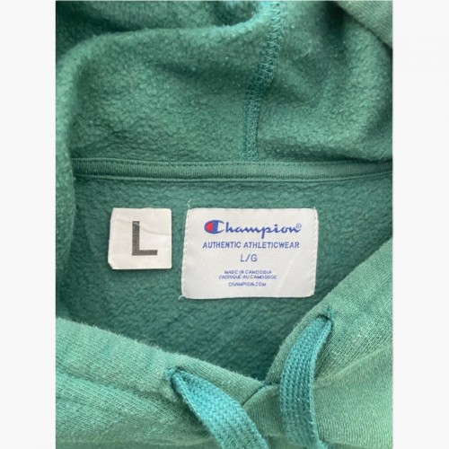 Champion Green Logo Pullover Hoodie — Size L / Pre-Owned