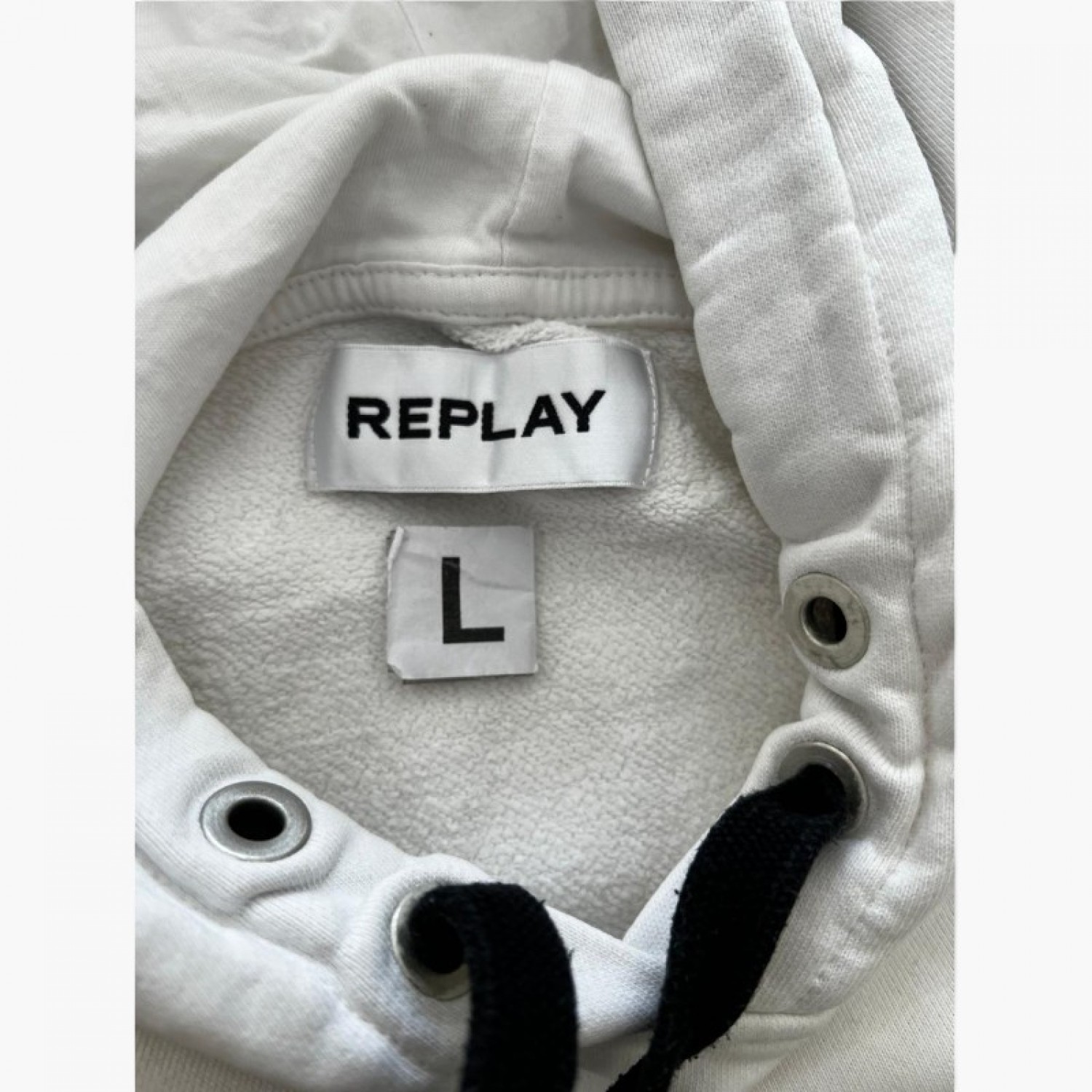 Replay Logo Tape Hoodie — Size L / Pre-Owned