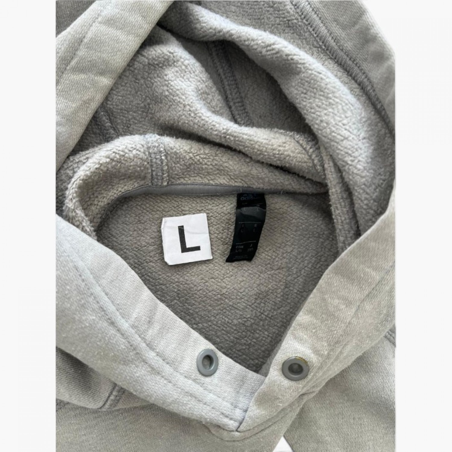 Adidas Grey Logo Hoodie — Size L / Pre-Owned