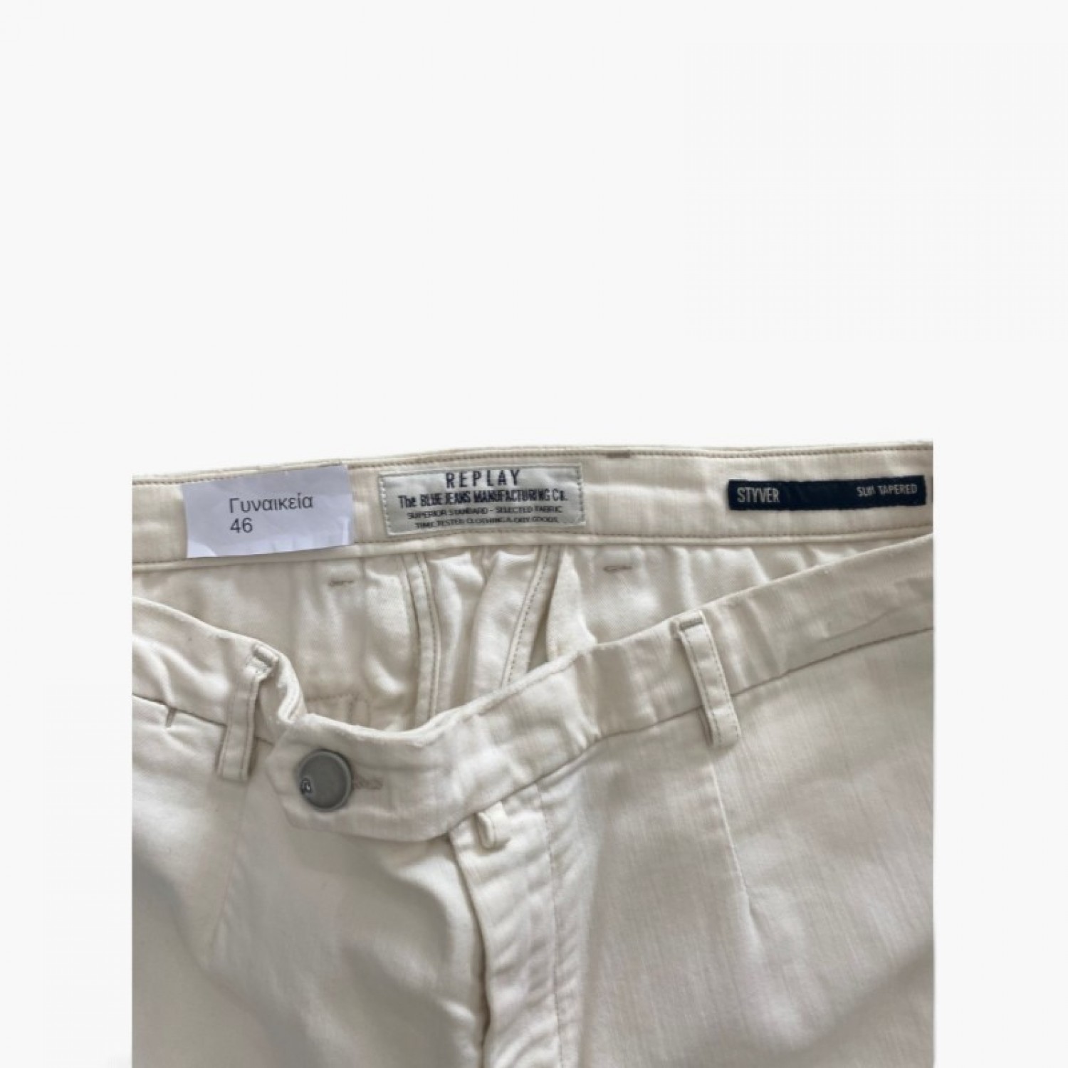 Replay Styver Υπόλευκο Slim Tapered Παντελόνι – Μέγεθος 46 / Pre-Owned