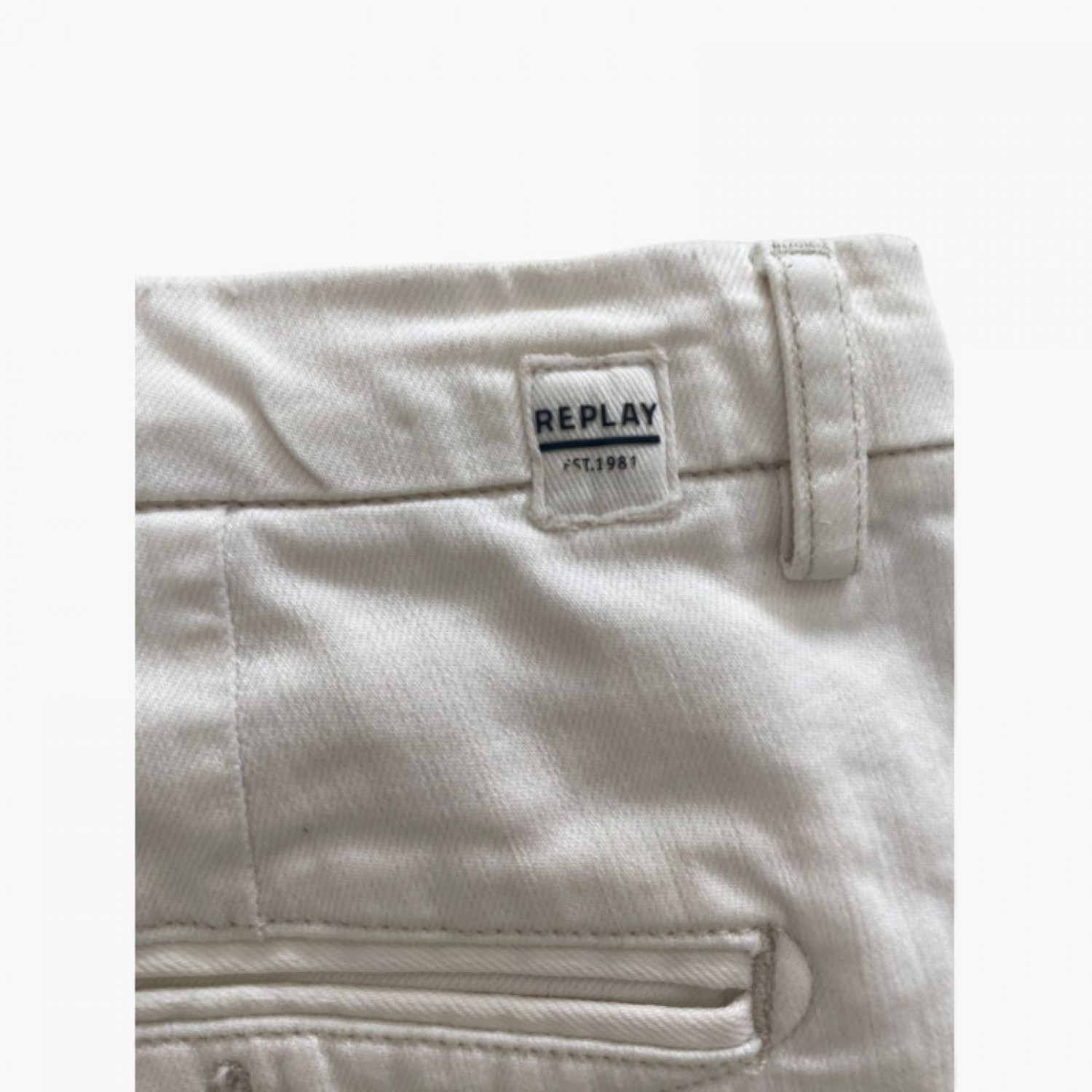 Replay Styver Υπόλευκο Slim Tapered Παντελόνι – Μέγεθος 46 / Pre-Owned