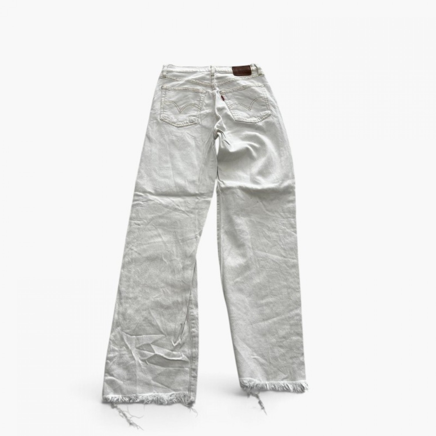 Levi’s Ribcage Straight Λευκό Τζιν με Ξέφτια – Μέγεθος 36 / Pre-Owned