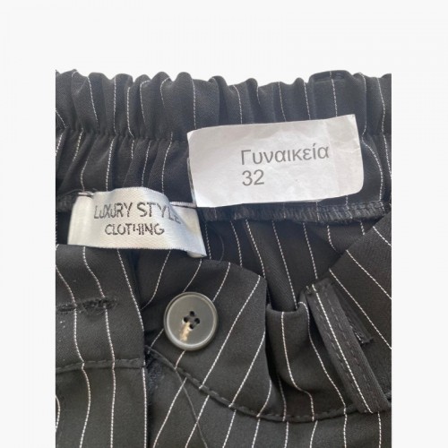 Luxury Style Clothing Pinstripe Trousers Black - Size 32 / Pre-Owned