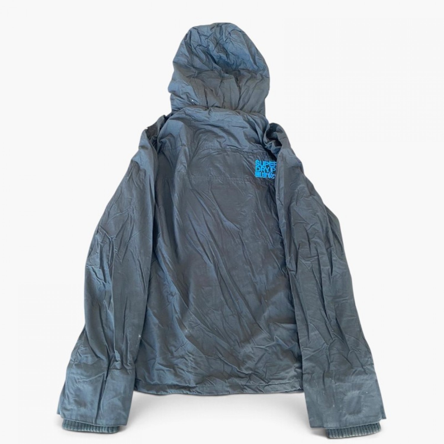 Superdry Original Windcheater Ανθρακί Jacket με Κουκούλα – Μέγεθος L / Pre-Owned