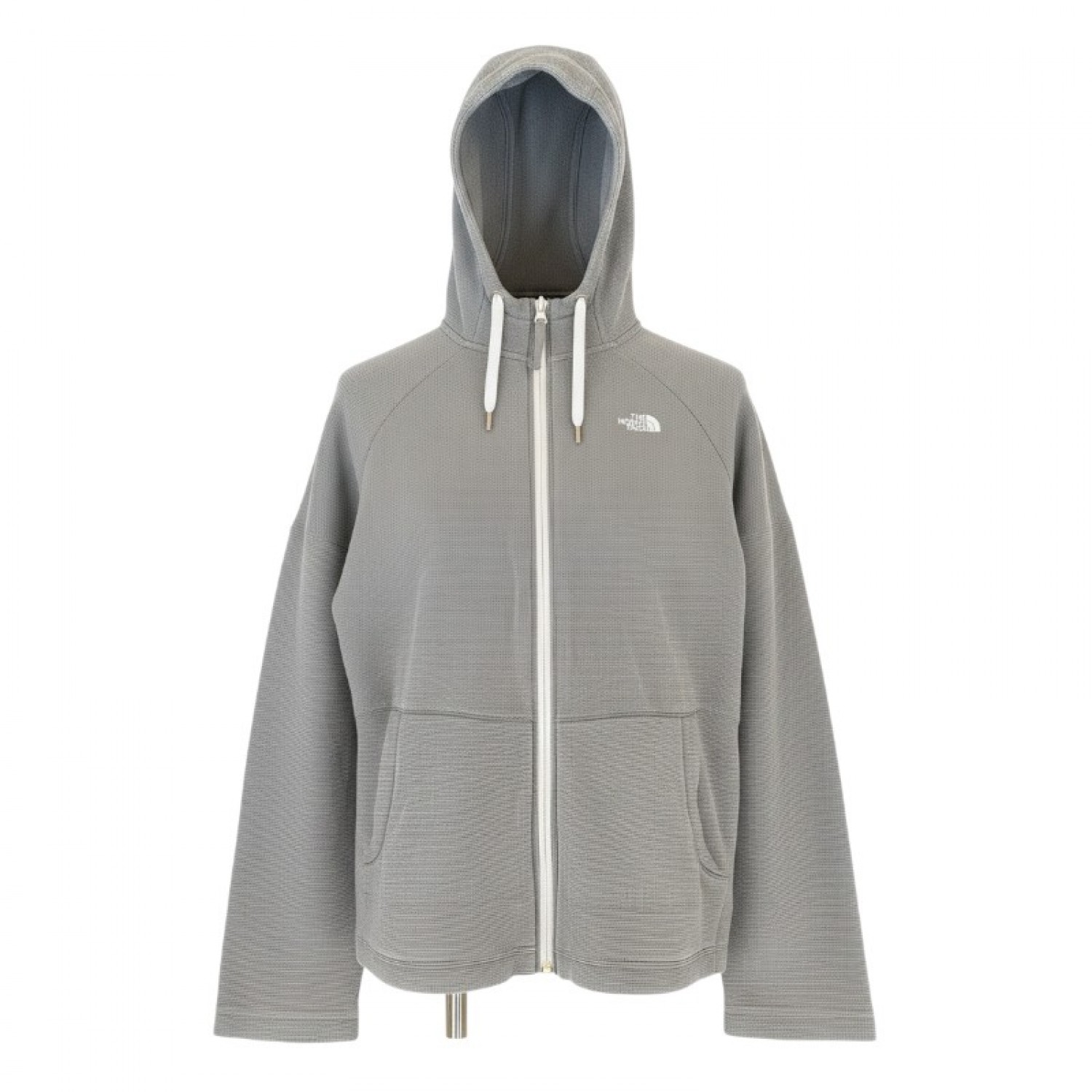 The North Face Γκρι Ζακέτα Hoodie με Ανάγλυφη Υφή – Μέγεθος L / Pre-Owned