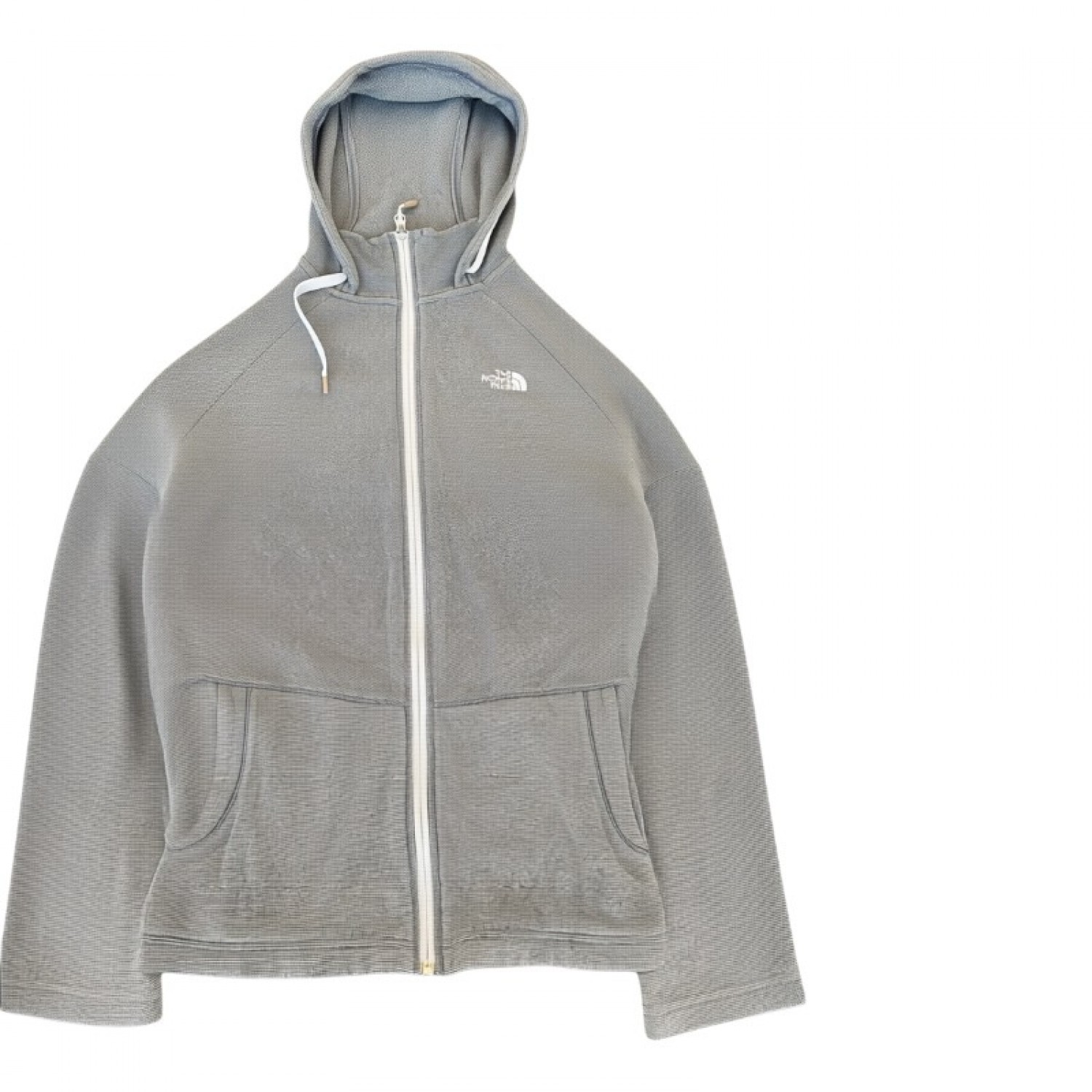The North Face Γκρι Ζακέτα Hoodie με Ανάγλυφη Υφή – Μέγεθος L / Pre-Owned