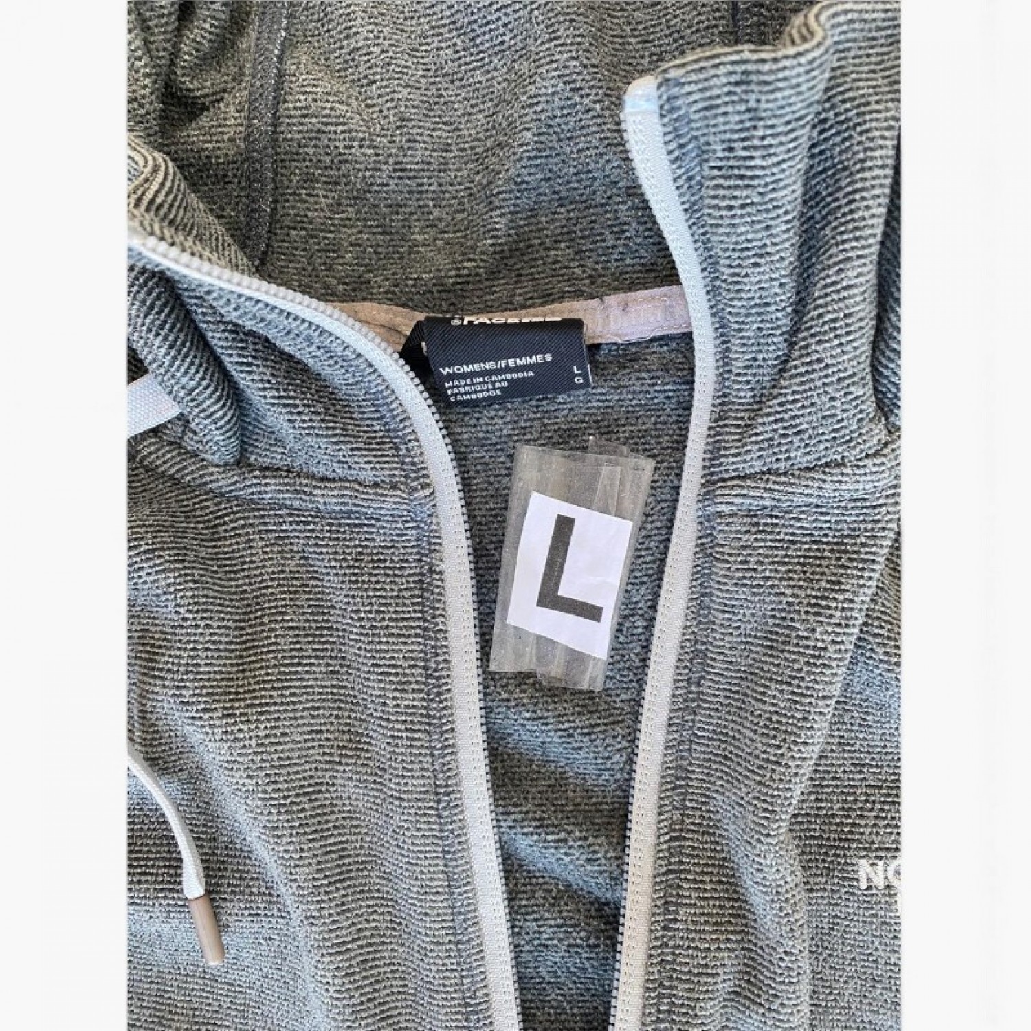 The North Face Γκρι Ζακέτα Hoodie με Ανάγλυφη Υφή – Μέγεθος L / Pre-Owned