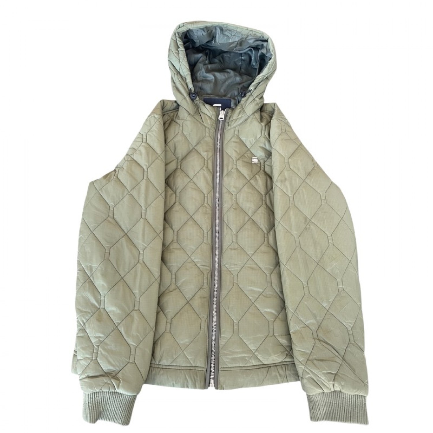 G-Star RAW Χακί Καπιτονέ Jacket με Κουκούλα – Μέγεθος XL / Pre-Owned