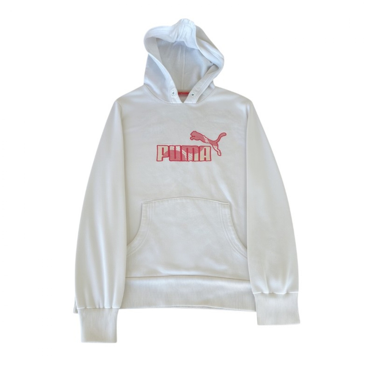 Puma Εκρού Φούτερ Hoodie με Κόκκινο Λογότυπο – Μέγεθος M / Pre-Owned