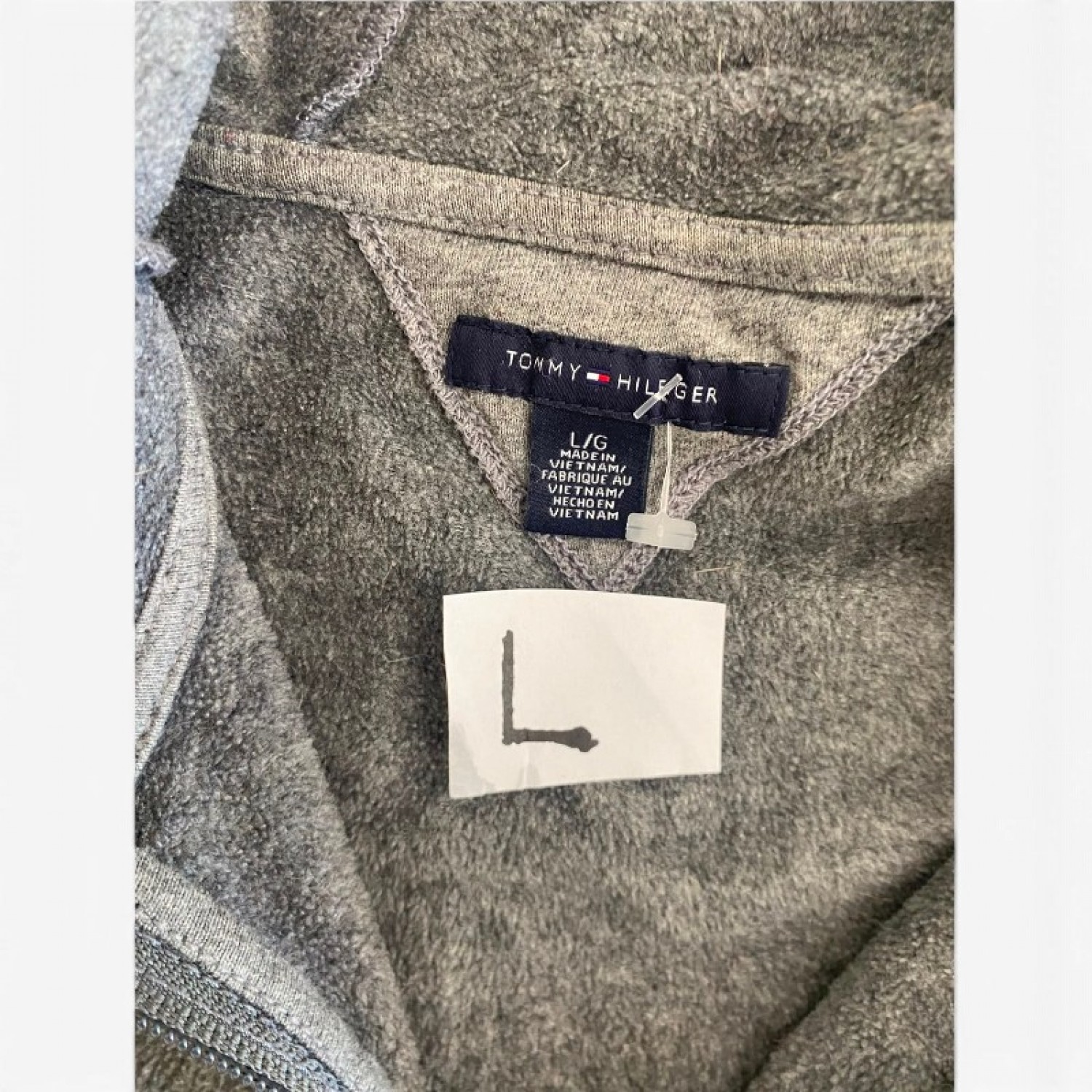 Tommy Hilfiger Grey Full-Zip Fleece Hoodie — L / Pre-Owned