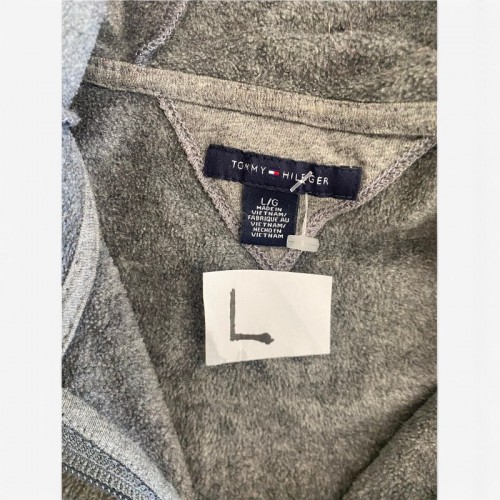 Tommy Hilfiger Grey Full-Zip Fleece Hoodie — L / Pre-Owned