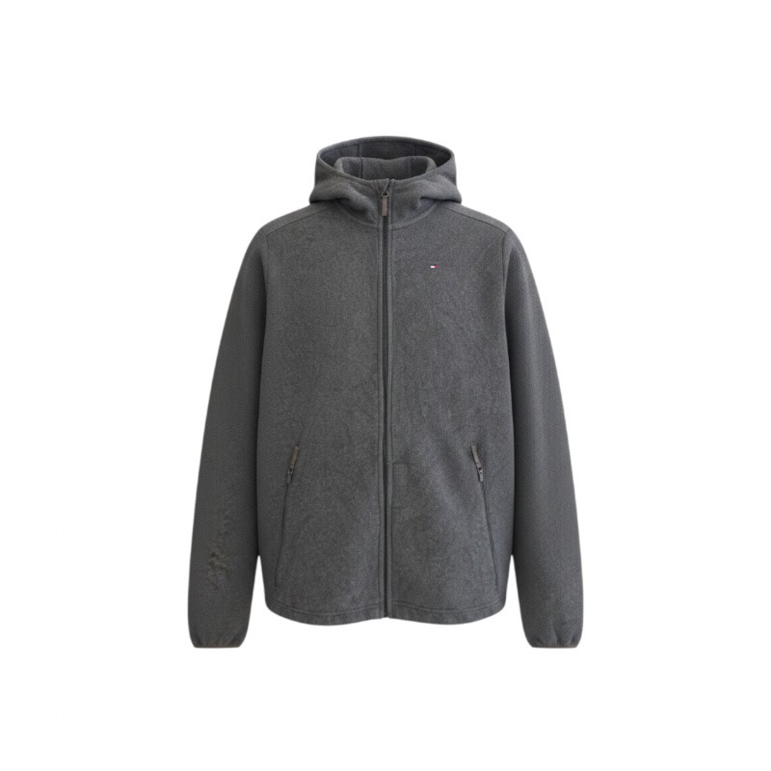 Tommy Hilfiger Grey Full-Zip Fleece Hoodie — L / Pre-Owned