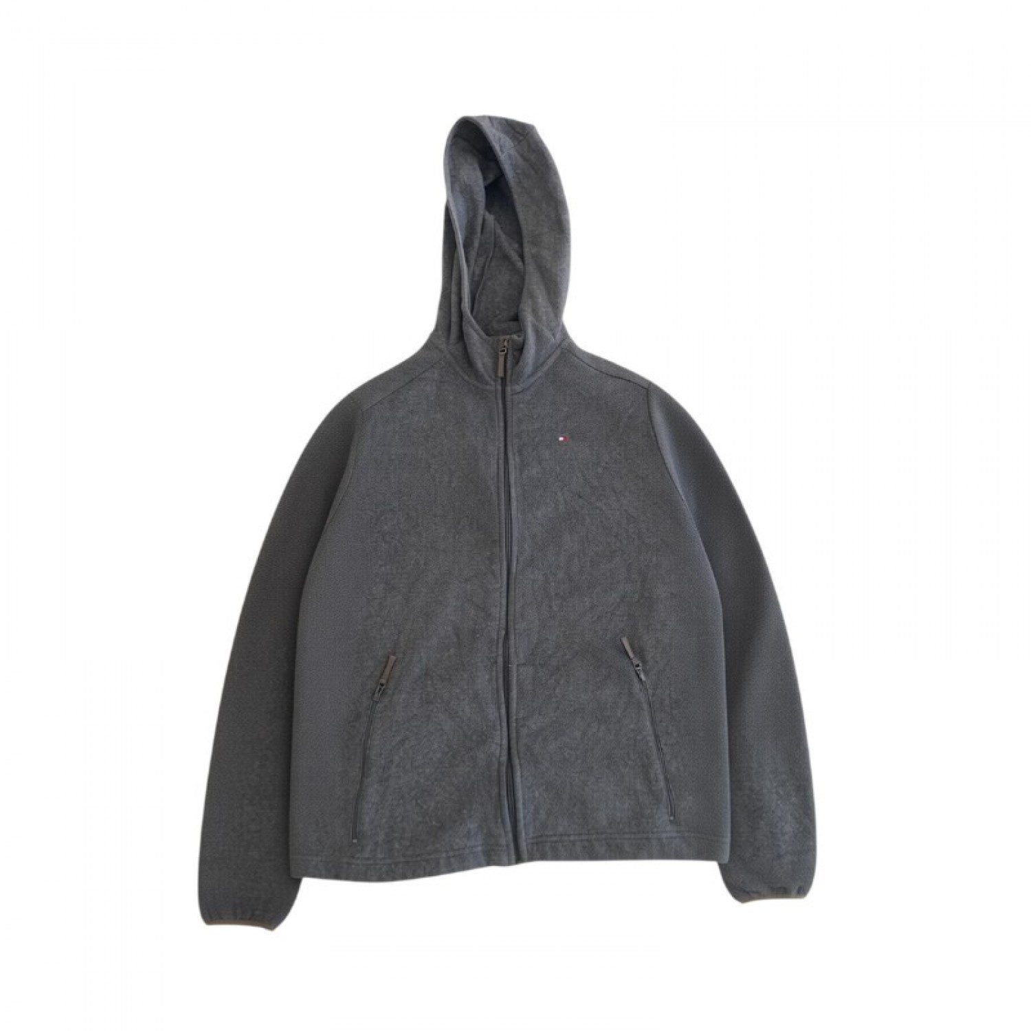 Tommy Hilfiger Grey Full-Zip Fleece Hoodie — L / Pre-Owned