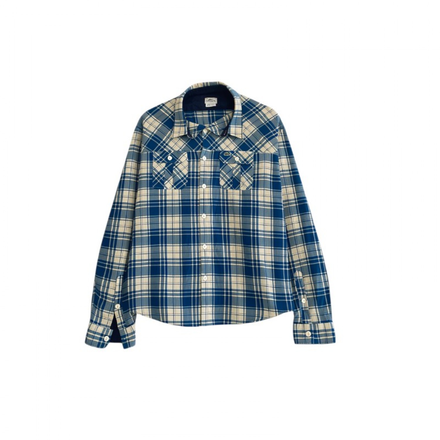 Lacoste Blue & Cream Plaid Shirt — L / 46 / Pre-Owned