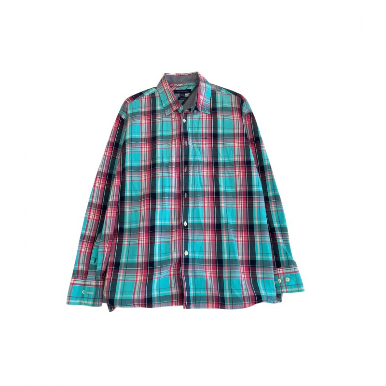 Tommy Hilfiger Turquoise Multicolor Plaid Shirt — L / Pre-Owned