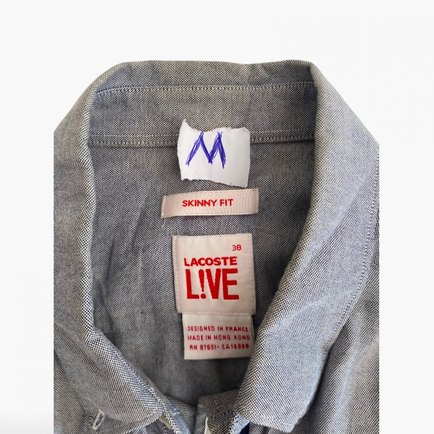 Lacoste L!VE Grey Skinny Fit Shirt — 38 / M / Pre-Owned