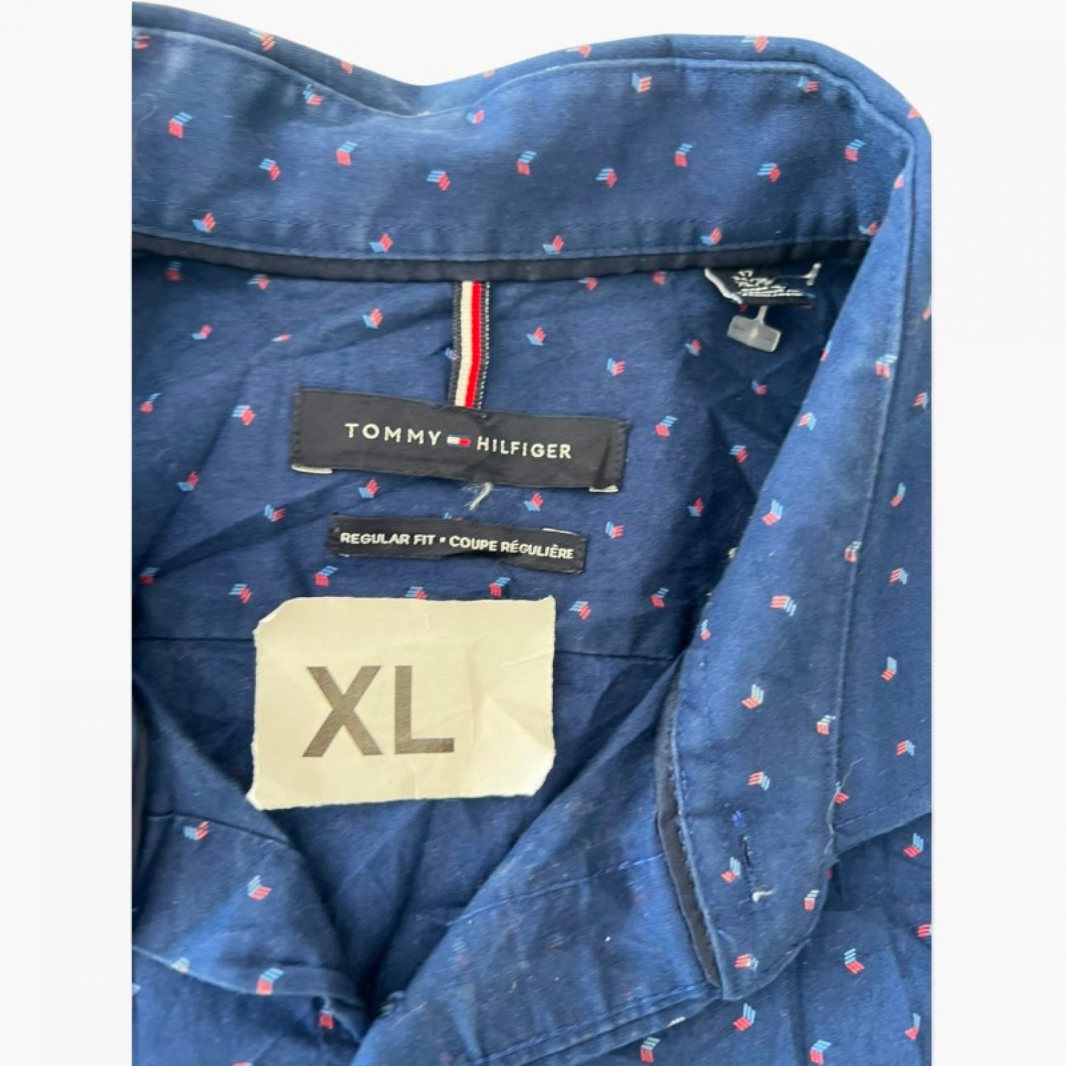 Tommy Hilfiger Navy Micro-Print Regular Fit Shirt — XL / Pre-Owned