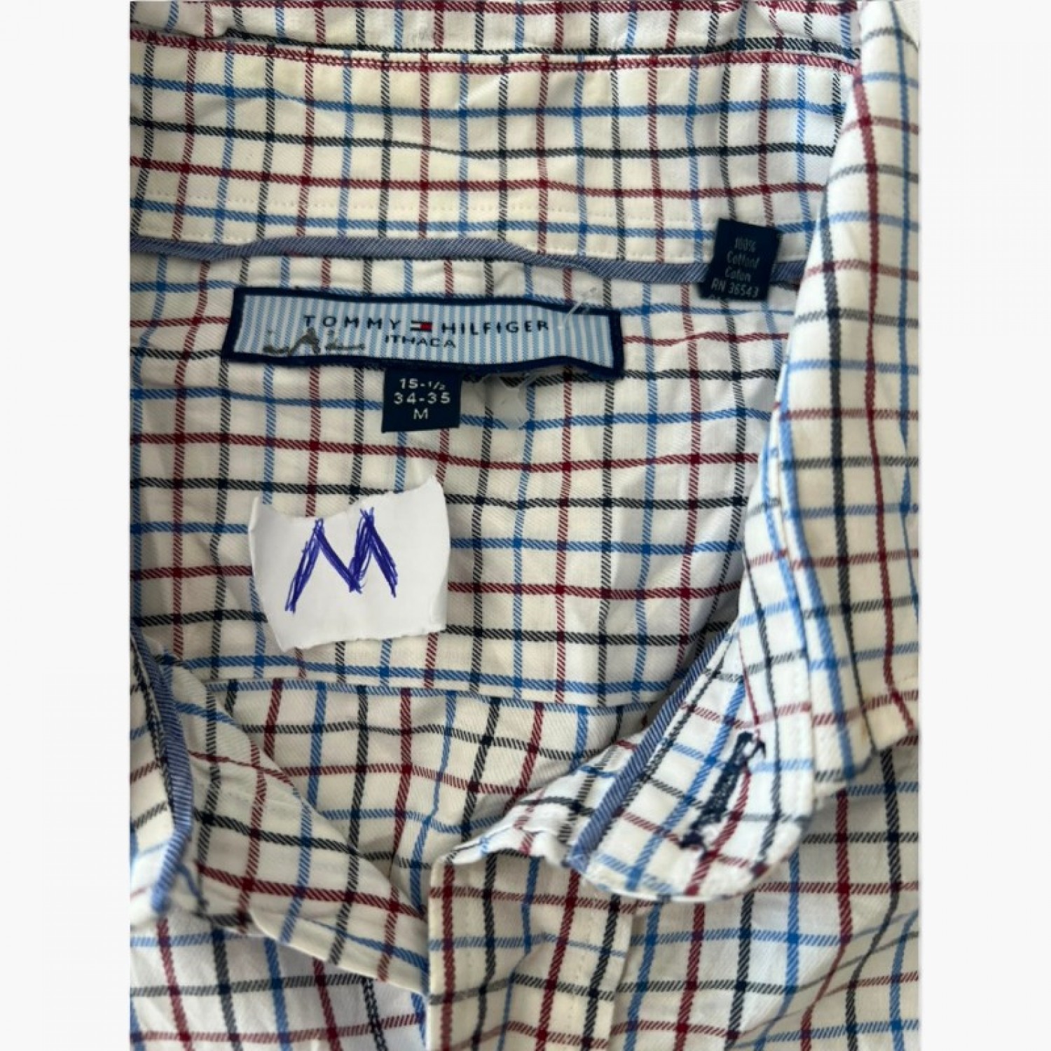 Tommy Hilfiger White Multicolor Check Shirt — M / Pre-Owned