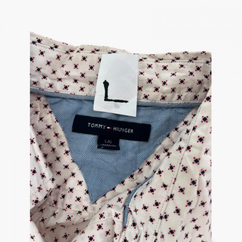 Tommy Hilfiger White Micro-Print Shirt — L / Pre-Owned