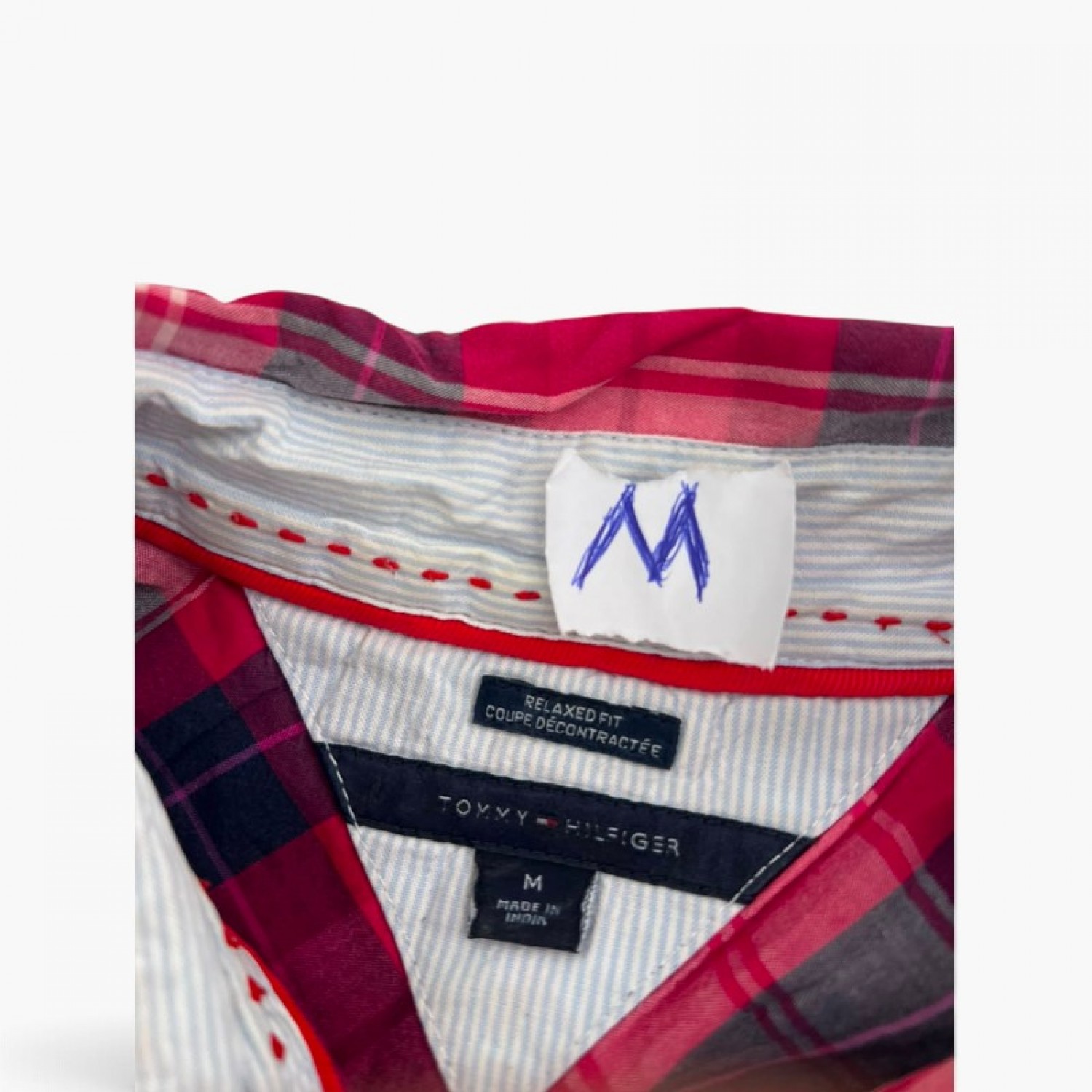 Tommy Hilfiger Red Plaid Relaxed Fit Shirt — M / Pre-Owned