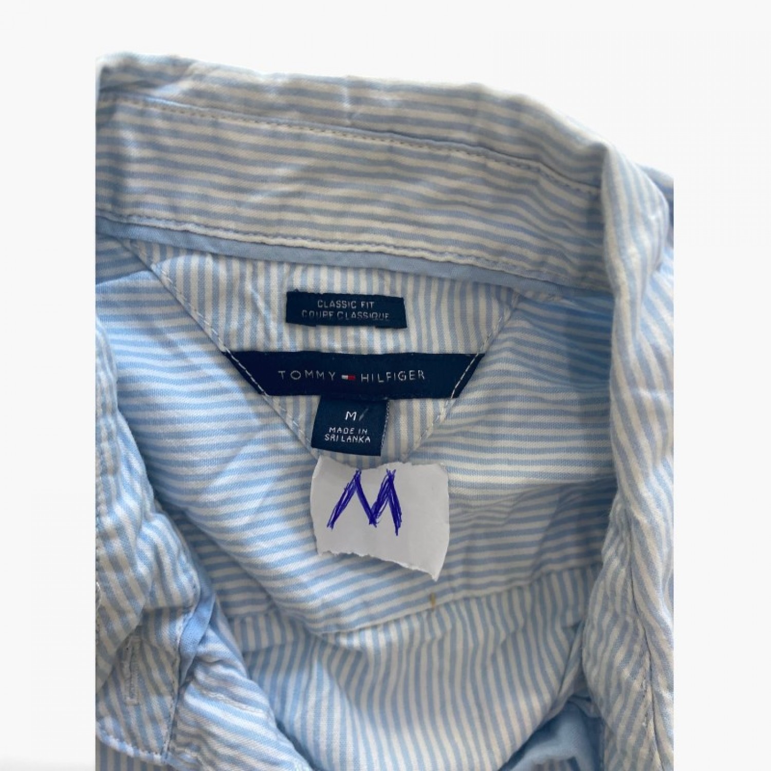 Tommy Hilfiger Light Blue Striped Classic Fit Shirt — M / Pre-Owned