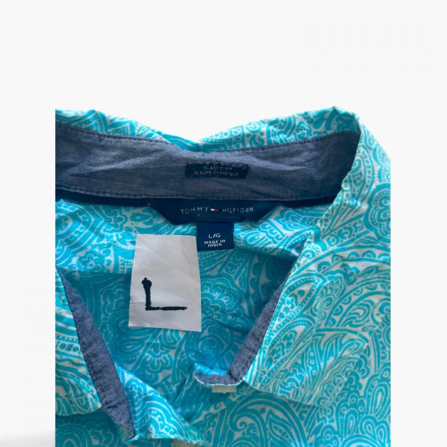 Tommy Hilfiger Turquoise Paisley Classic Fit Shirt — L / Pre-Owned