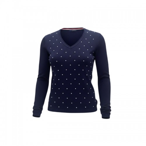 Tommy Hilfiger Navy Polka Dot V-Neck Sweater / Pre-Owned