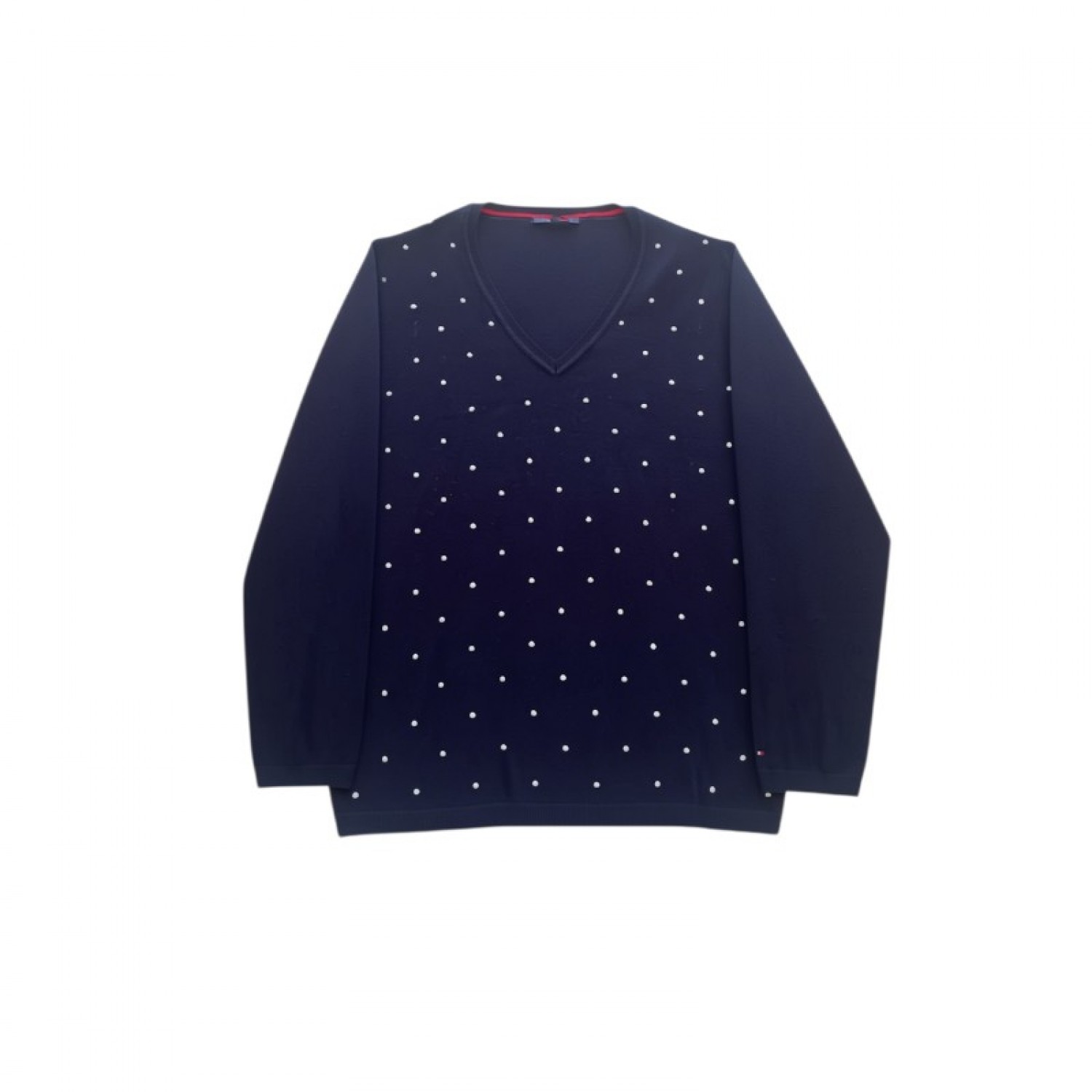 Tommy Hilfiger Navy Polka Dot V-Neck Sweater / Pre-Owned