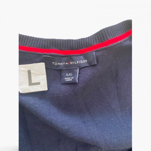Tommy Hilfiger Navy Polka Dot V-Neck Sweater / Pre-Owned