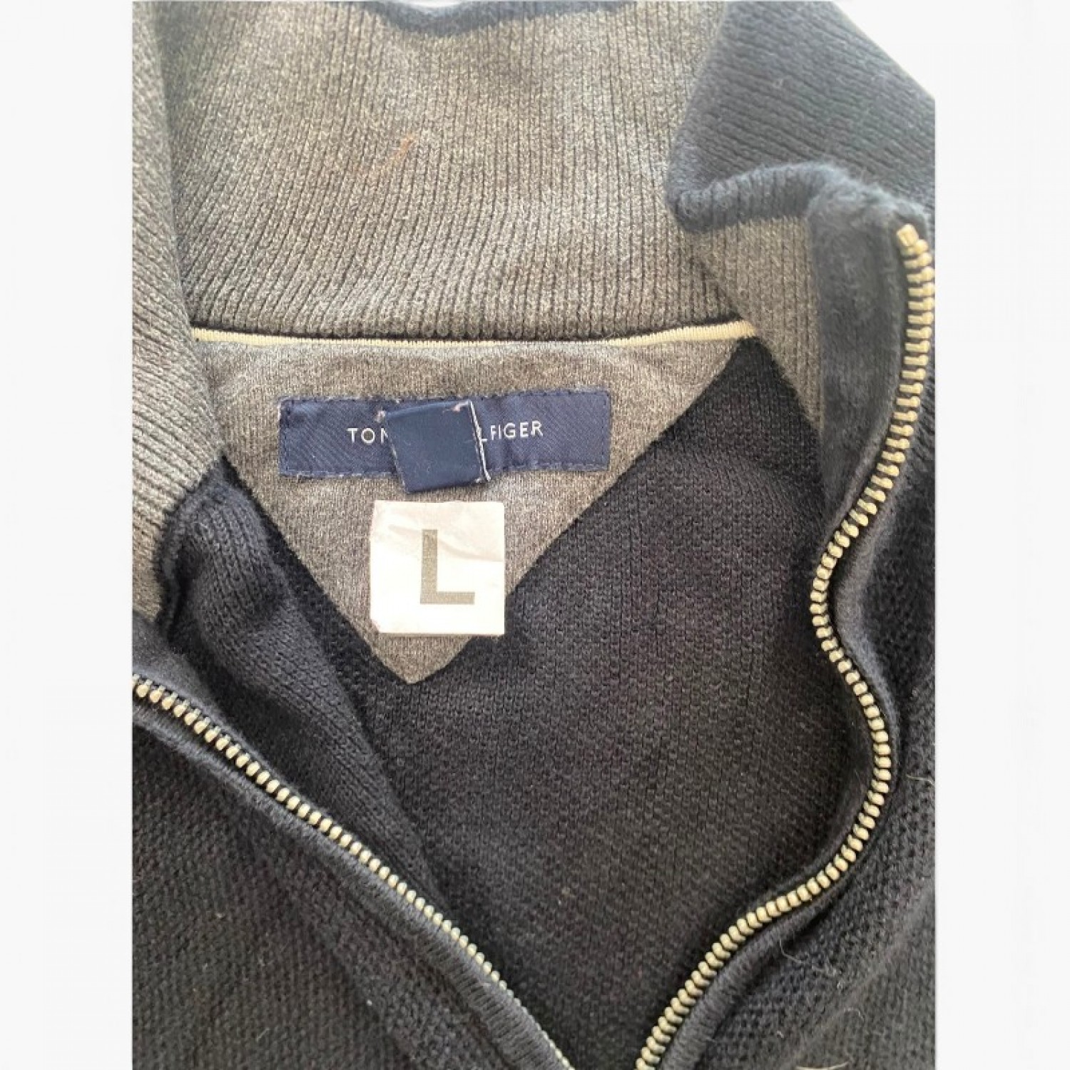 Tommy Hilfiger Navy Quarter-Zip Sweater — Size L / Pre-Owned
